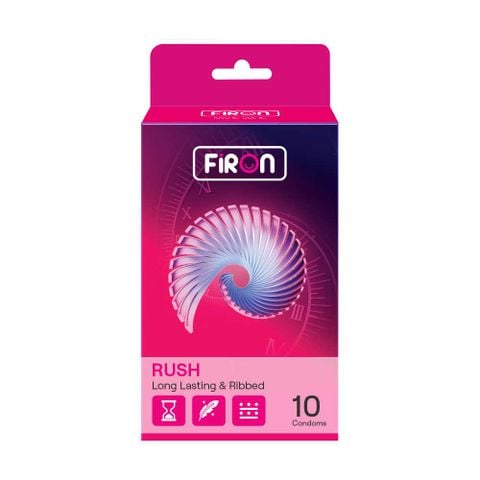 Bao cao su Firon Rush - Gân sọc, điểm nổi, kéo dài thời gian - Hộp 10 cái