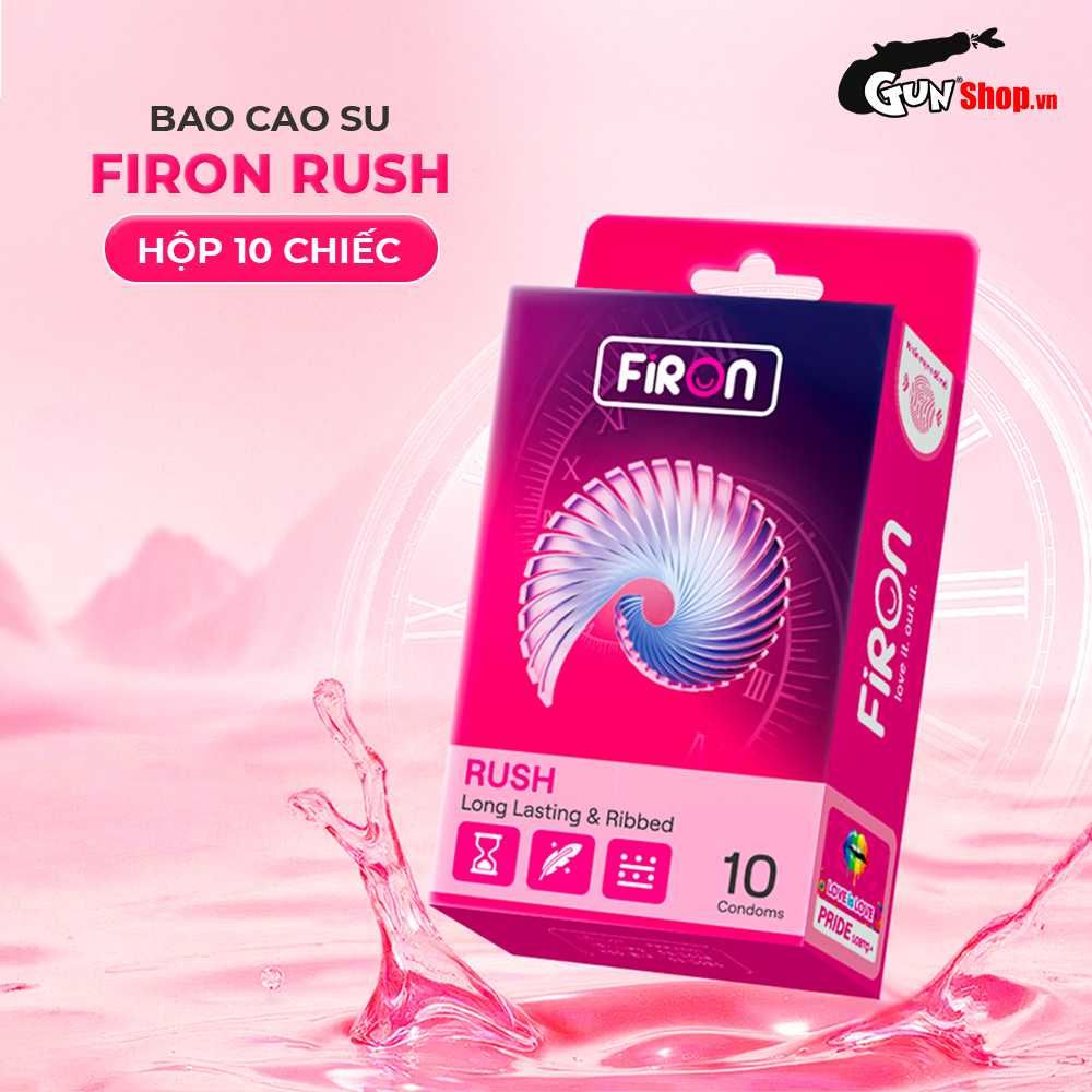 Bao cao su Firon Rush - Gân sọc, điểm nổi, kéo dài thời gian - Hộp 10 cái