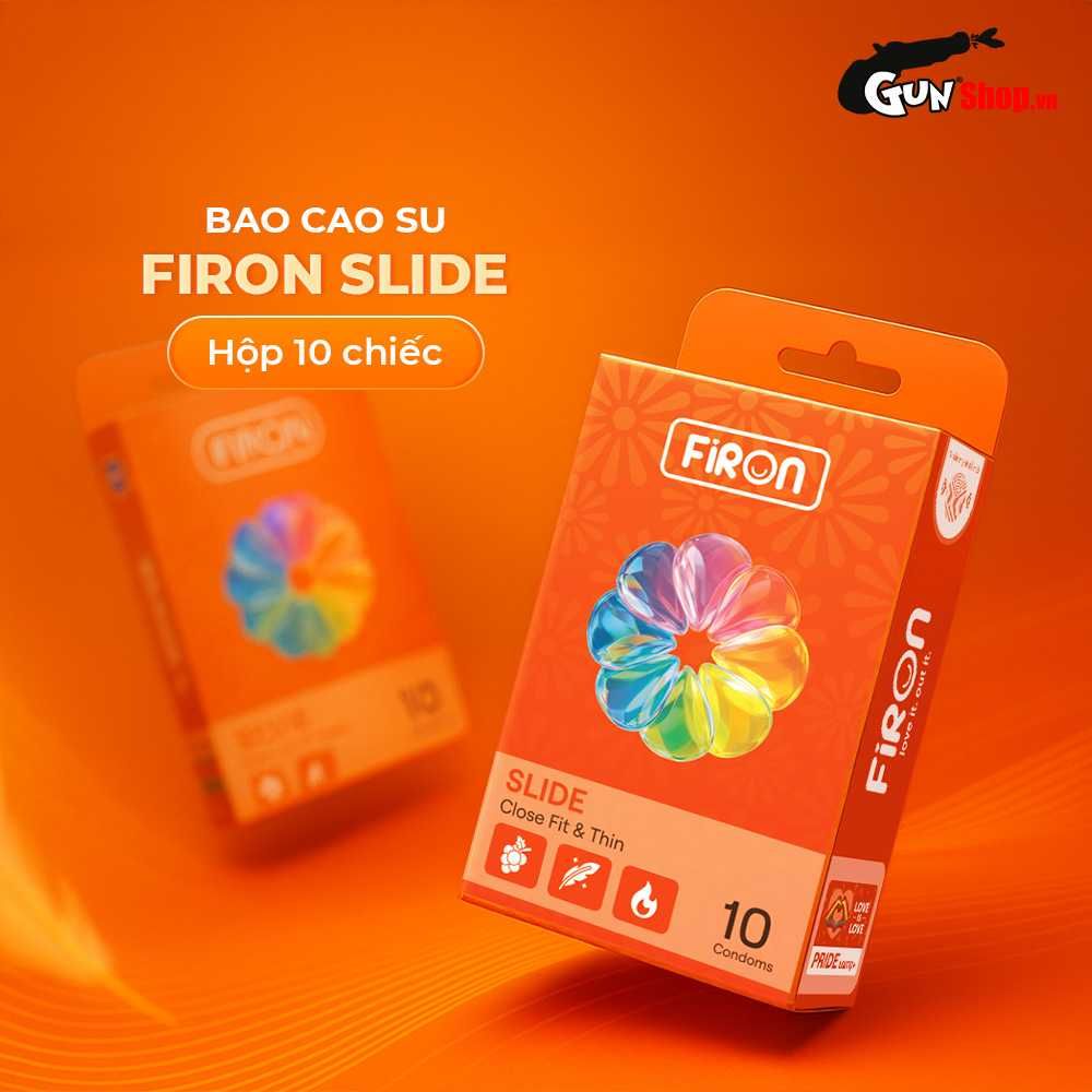 Bao cao su Firon Slide - Siêu mỏng, chống tuột, hương trái cây - Hộp 10 cái