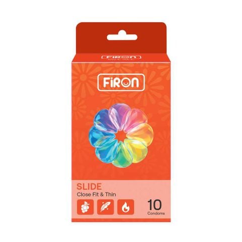 Bao cao su Firon Slide - Siêu mỏng, chống tuột, hương trái cây - Hộp 10 cái