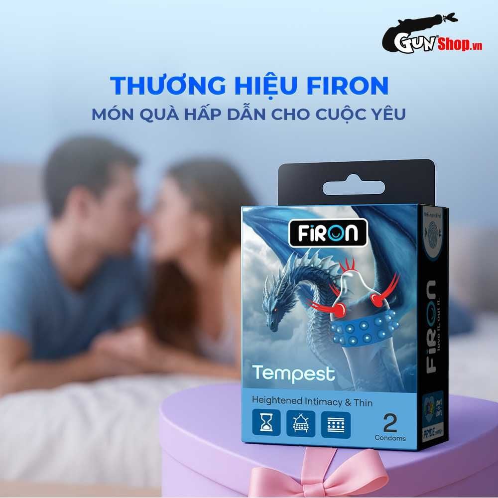 Bao cao su Firon Tempest - Hộp 1 bao gai, 2 vòng bi siêu lớn + 1 bao Firon Rush (Hộp 2 cái)