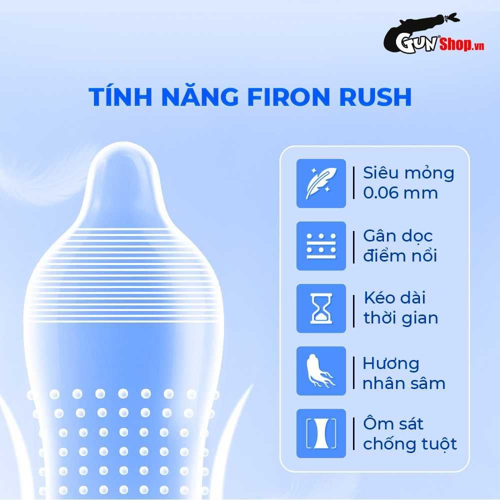 Bao cao su Firon Tempest - Hộp 1 bao gai, 2 vòng bi siêu lớn + 1 bao Firon Rush (Hộp 2 cái)