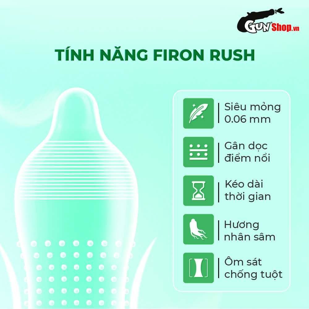 Bao cao su Firon Virex - Hộp 1 bao gai, 1 vòng bi siêu lớn + 1 bao Firon Rush (Hộp 2 cái)