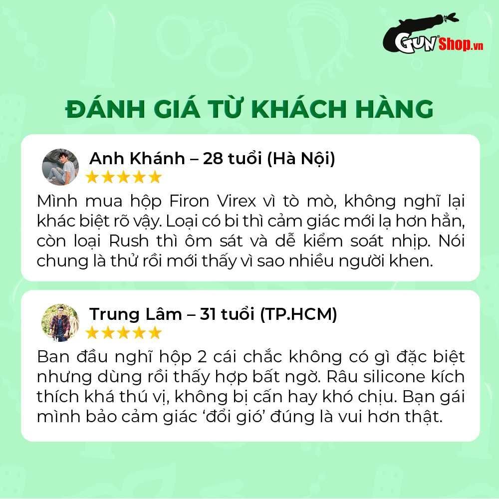 Bao cao su Firon Virex - Hộp 1 bao gai, 1 vòng bi siêu lớn + 1 bao Firon Rush (Hộp 2 cái)