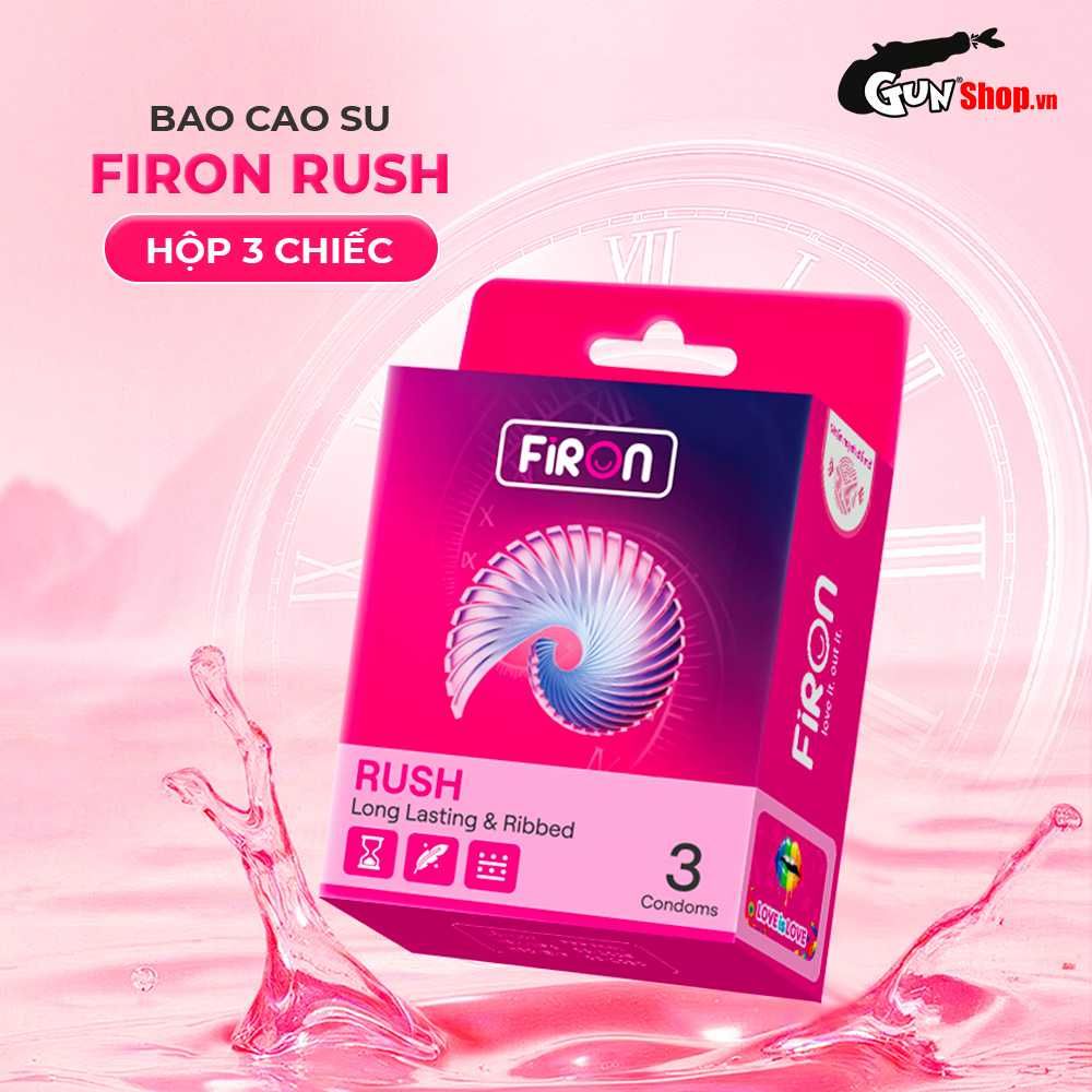 Bao cao su Firon Rush - Gân sọc, điểm nổi, kéo dài thời gian - Hộp 3 cái