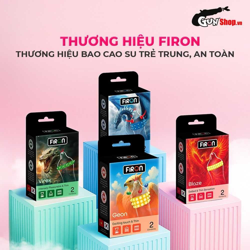 Bao cao su Firon Rush - Gân sọc, điểm nổi, kéo dài thời gian - Hộp 3 cái