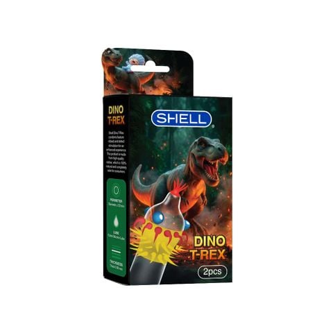 Bao cao su Shell Dino T-rex - Hộp 1 bao nhiều vòng gai, bi nổi lớn + 1 bao Shell Performax (Hộp 2 cái)