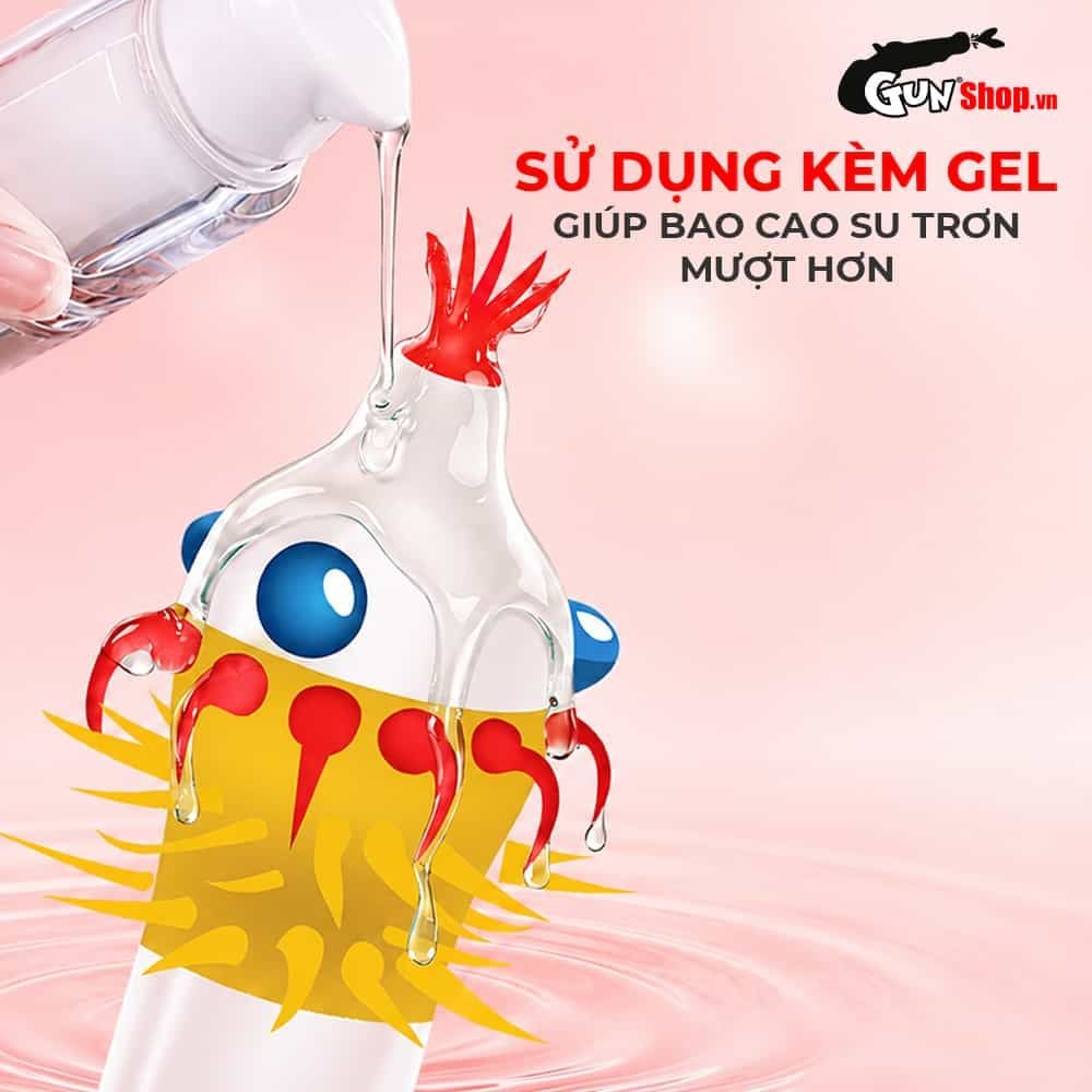 Bao cao su Shell Dino T-rex - Hộp 1 bao nhiều vòng gai, bi nổi lớn + 1 bao Shell Performax (Hộp 2 cái)
