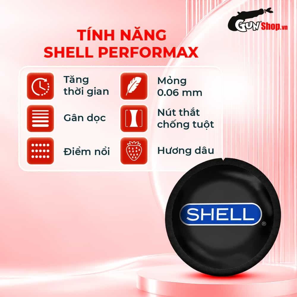 Bao cao su Shell Dino T-rex - Hộp 1 bao nhiều vòng gai, bi nổi lớn + 1 bao Shell Performax (Hộp 2 cái)
