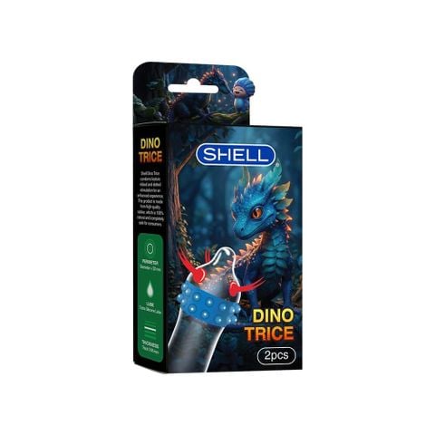 Bao cao su Shell Dino Trice - Hộp 1 bao gai, 2 vòng bi + 1 bao Shell Performax (Hộp 2 cái)