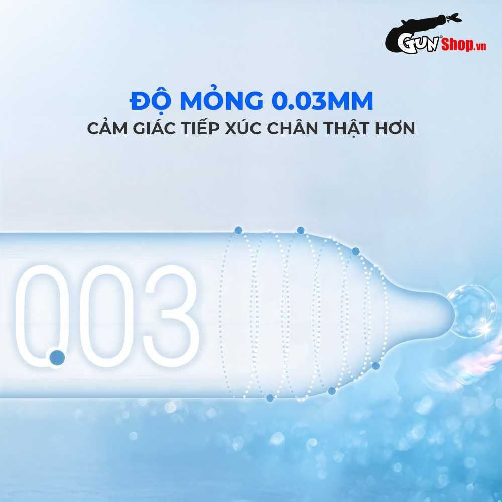 Bao cao su JEX Glamourous Butterfly 0.03 Moist - Siêu mỏng, vừa vặn, nhiều gel bôi trơn - Hộp 10 cái