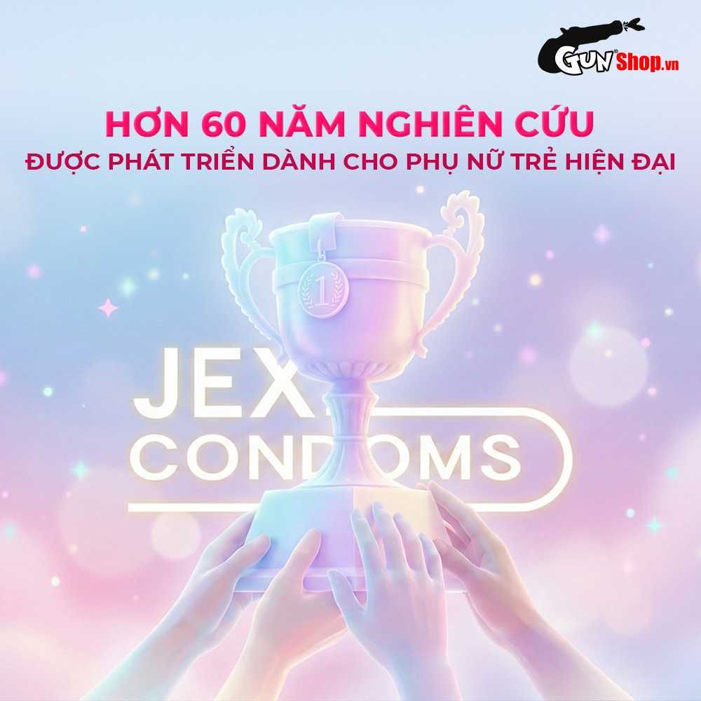 Bao cao su JEX Glamourous Butterfly Melty - Mỏng mịn, ôm sát, nhiều gel bôi trơn - Hộp 10 cái