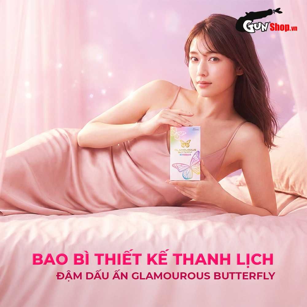 Bao cao su JEX Glamourous Butterfly Melty - Mỏng mịn, ôm sát, nhiều gel bôi trơn - Hộp 10 cái
