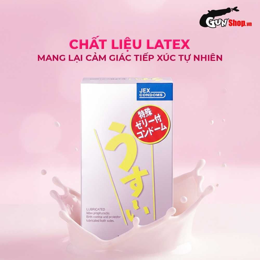 Bao cao su JEX Usui Pure Long - Siêu mỏng, gân nổi, nhiều gel bôi trơn - Hộp 12 cái