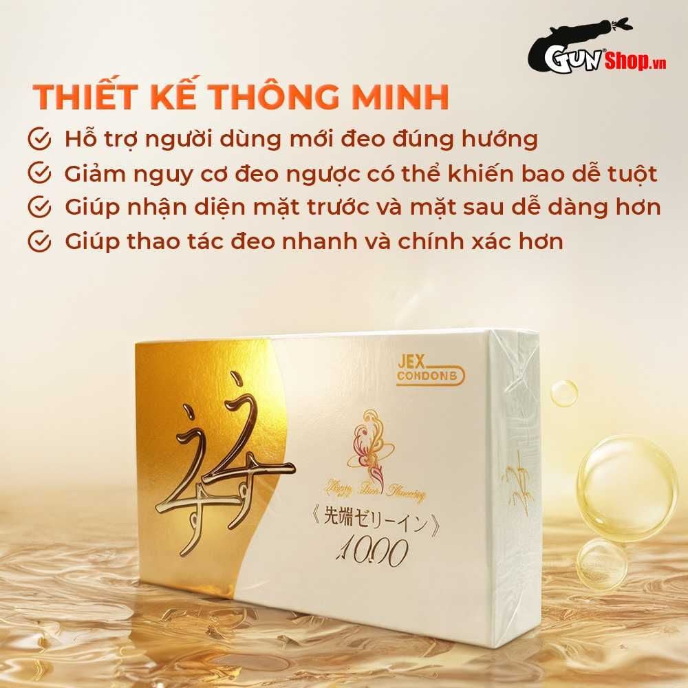 Bao cao su JEX UsuUsu Jelia Coat R1000 - Vừa vặn, ôm sát, nhiều gel bôi trơn - Hộp 12 cái