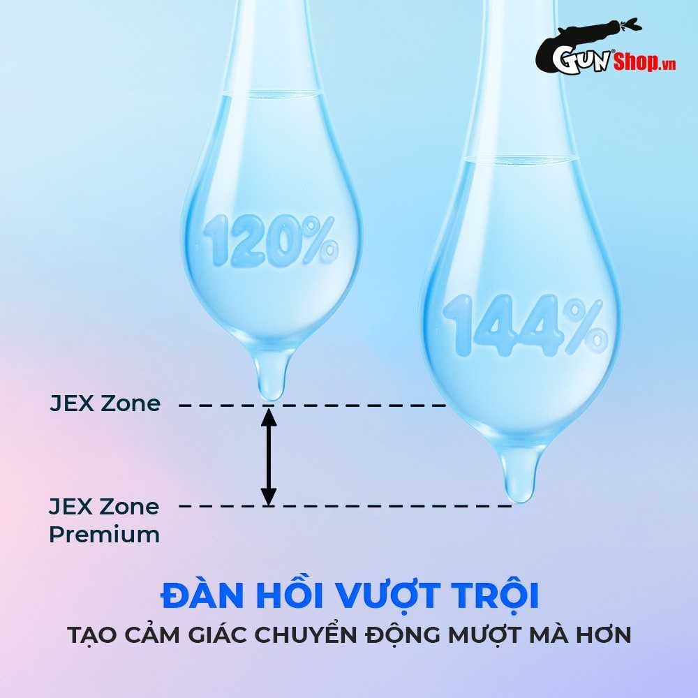 Bao cao su JEX Zone Premium - Siêu mỏng như không đeo, vừa vặn, nhiều gel bôi trơn - Hộp 5 cái