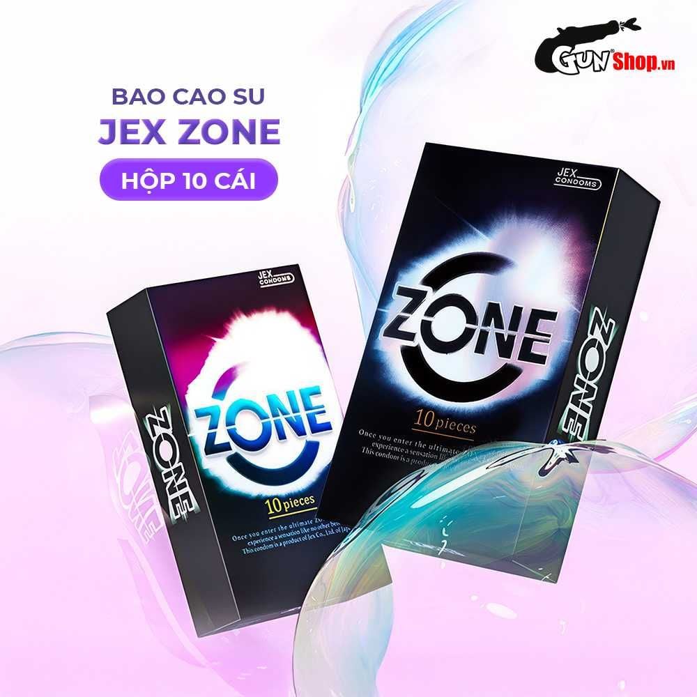 Bao cao su JEX Zone - Siêu mỏng chân thật, nhiều gel bôi trơn - Hộp 10 cái