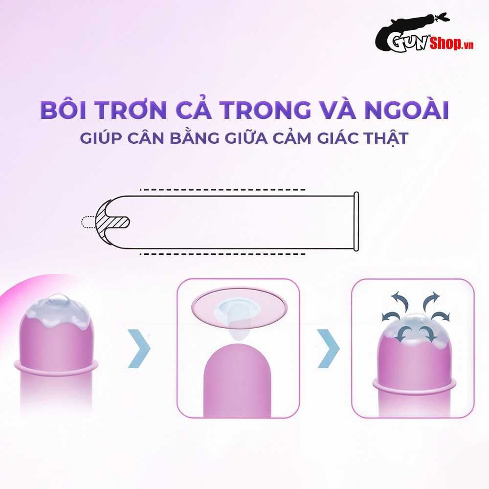 Bao cao su JEX Zone - Siêu mỏng chân thật, nhiều gel bôi trơn - Hộp 10 cái