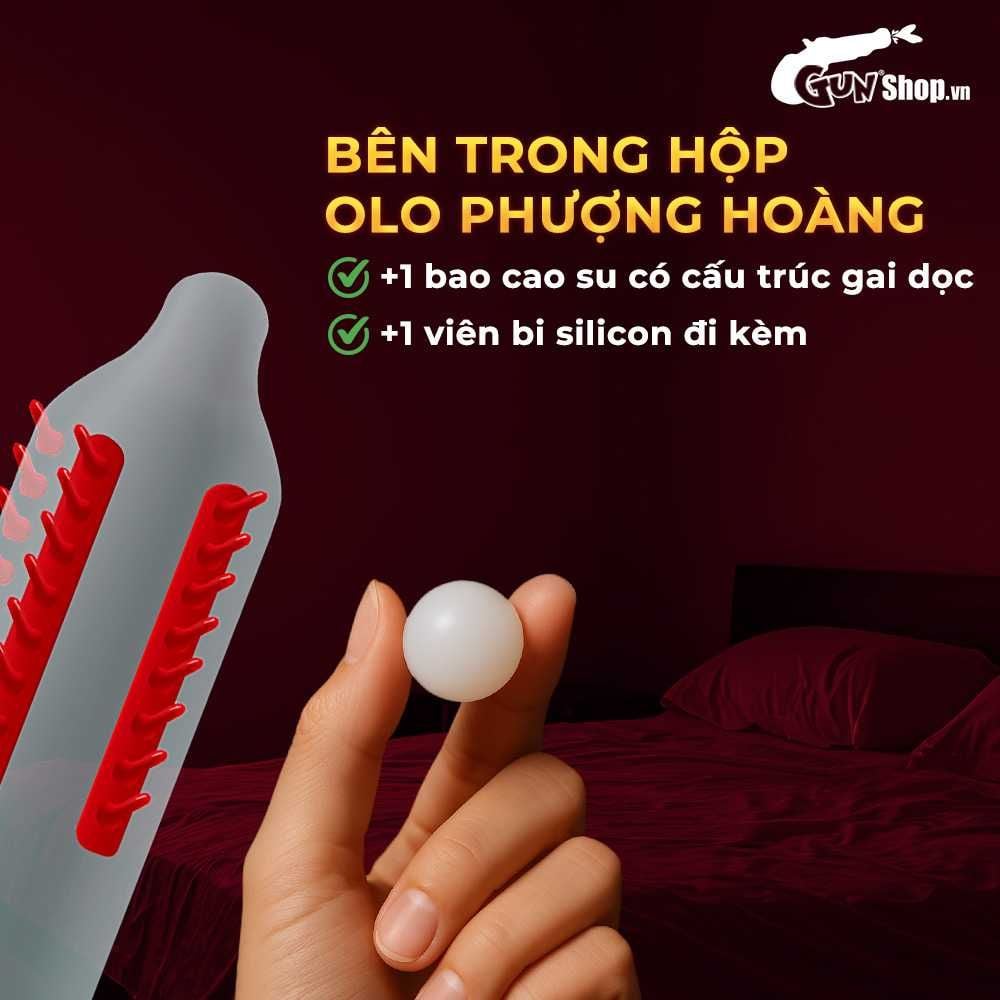 Bao cao su OLO Phượng hoàng - Gai đứng - Hộp 1 cái + 1 bi silicon