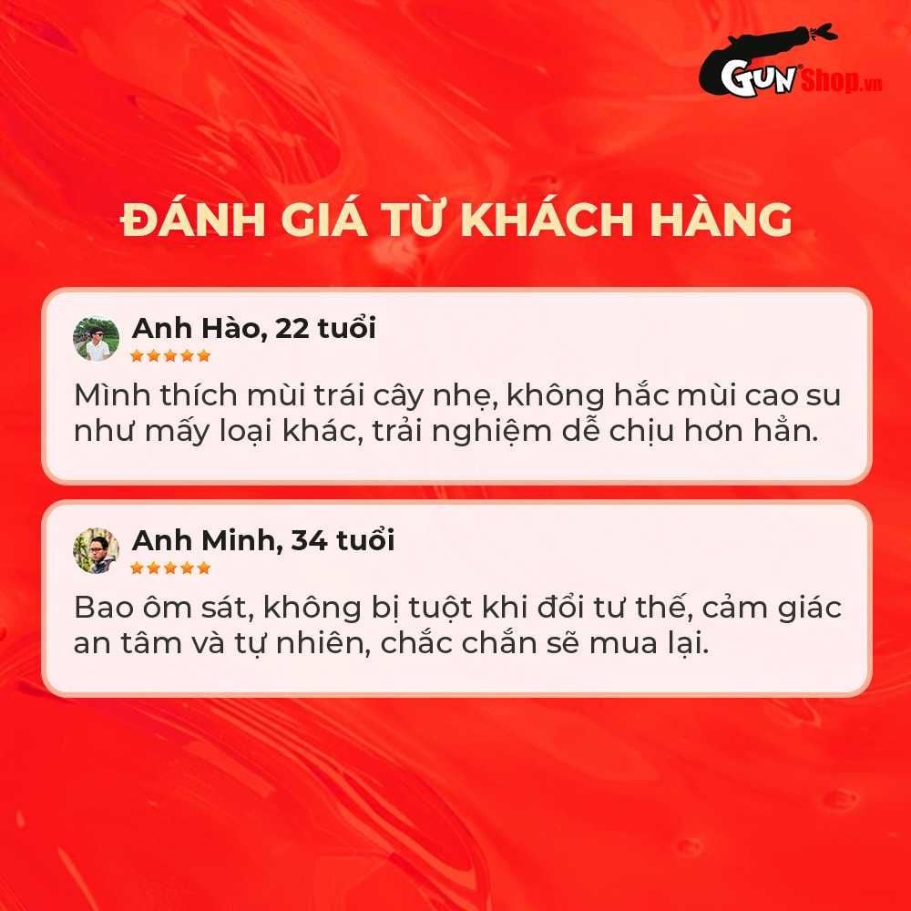 Bao cao su Powergra Classic - Siêu mỏng, truyền nhiệt nhanh, hương trái cây - Hộp 10 cái