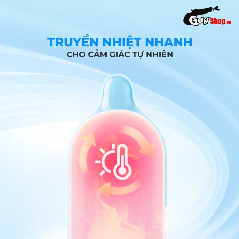 Bao cao su Powergra Feel X - Siêu mỏng, kéo dài, hương nhân sâm - Hộp 10 cái