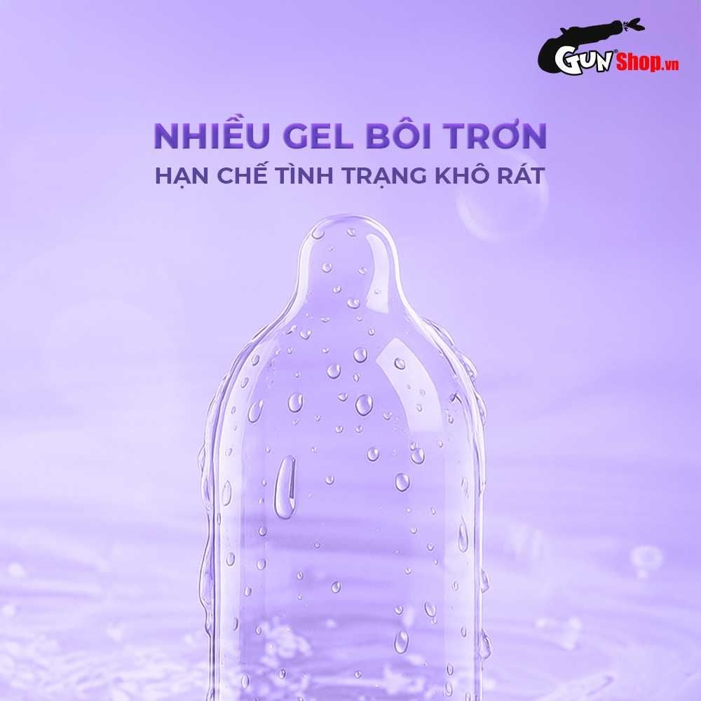 Bao cao su Powergra Maxfit - Size 54mm, siêu mỏng, kéo dài, hương dâu - Hộp 10 cái