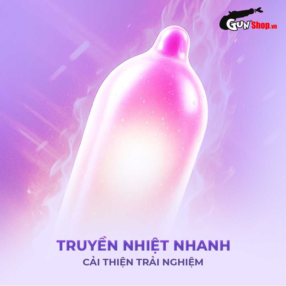 Bao cao su Powergra Maxfit - Size 54mm, siêu mỏng, kéo dài, hương dâu - Hộp 3 cái