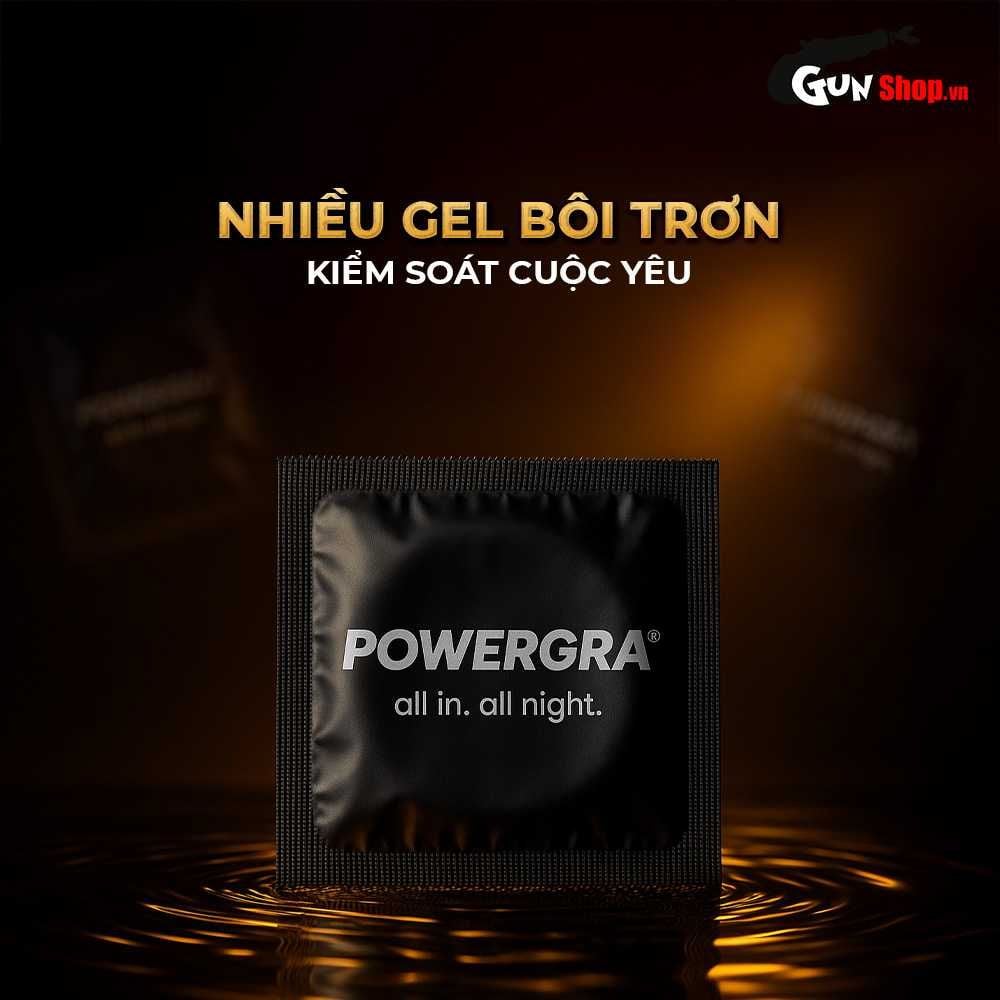 Bao cao su Powergra Ultrafit - Size 49mm, siêu mỏng, kéo dài, hương dâu - Hộp 3 cái