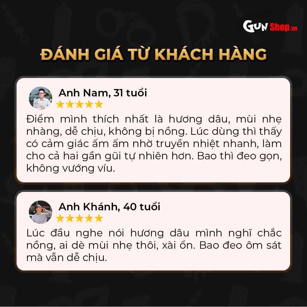 Bao cao su Powergra Ultrafit - Size 49mm, siêu mỏng, kéo dài, hương dâu - Hộp 10 cái