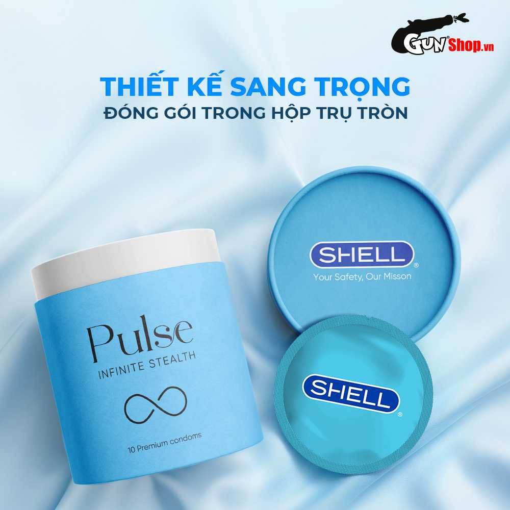Bao cao su Shell Pulse Infinite Stealth - Hương nước hoa coa cấp, siêu mỏng, kéo dài -  - Hộp 10 cái