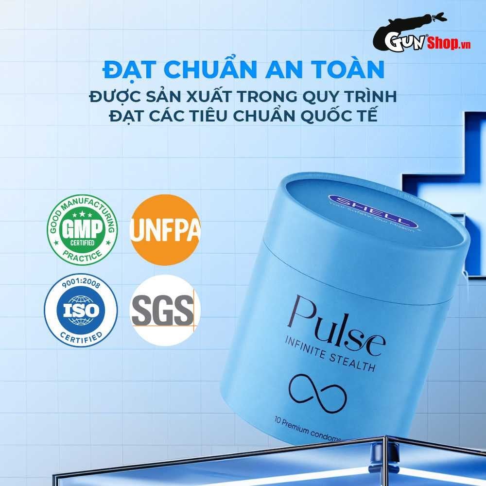Bao cao su Shell Pulse Infinite Stealth - Hương nước hoa coa cấp, siêu mỏng, kéo dài -  - Hộp 10 cái