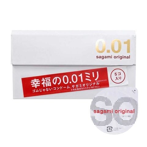 Bao cao su Sagami Original 0.01 - Siêu siêu mỏng 0.01mm - Hộp 5 cái