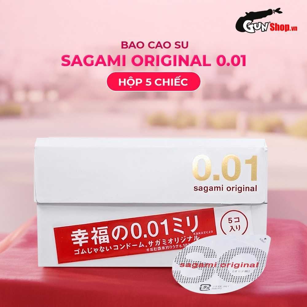 Bao cao su Sagami Original 0.01 - Siêu siêu mỏng 0.01mm - Hộp 5 cái