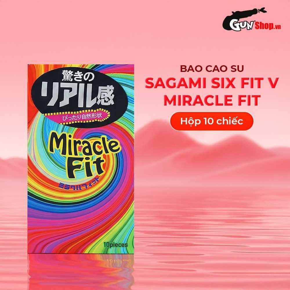 Bao cao su Sagami Six Fit V Miracle Fit - Thiết kế 3D ôm sát, siêu mỏng - Hộp 10 cái