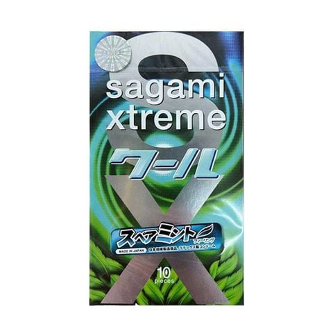 Bao cao su Sagami Xtreme Amino Gold Spearmint - Siêu mỏng, mát lạnh, hương bạc hà - Hộp 10 cái