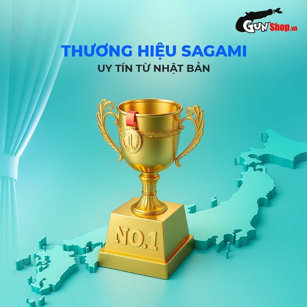 Bao cao su Sagami Xtreme Amino Gold Spearmint - Siêu mỏng, mát lạnh, hương bạc hà - Hộp 10 cái