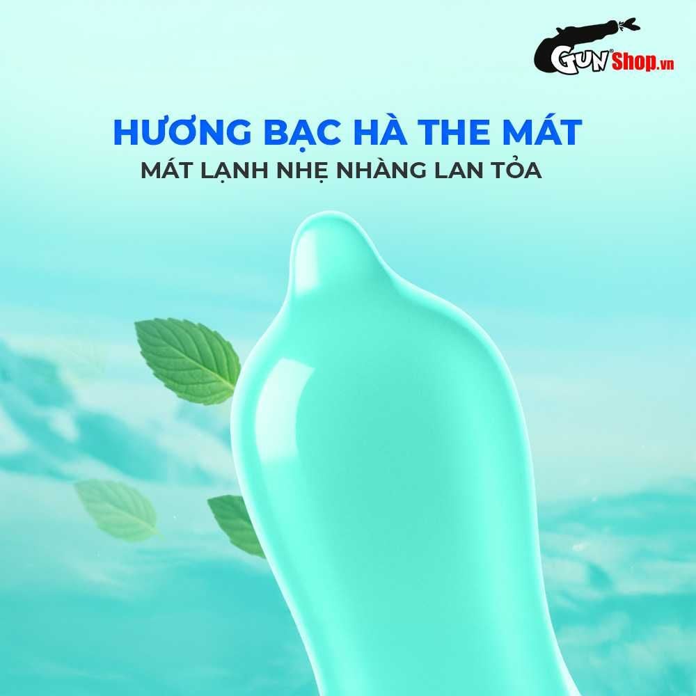 Bao cao su Sagami Xtreme Amino Gold Spearmint - Siêu mỏng, mát lạnh, hương bạc hà - Hộp 10 cái