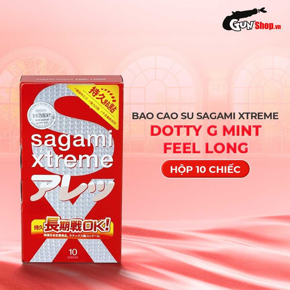 Bao cao su Sagami Xtreme Dotty G Mint Feel Long - Siêu điểm nổi, ôm sát - Hộp 10 cái