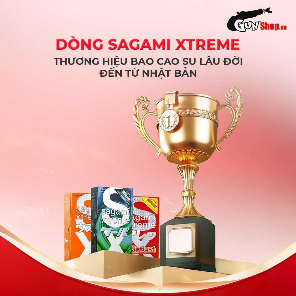 Bao cao su Sagami Xtreme Dotty G Mint Feel Long - Siêu điểm nổi, ôm sát - Hộp 10 cái