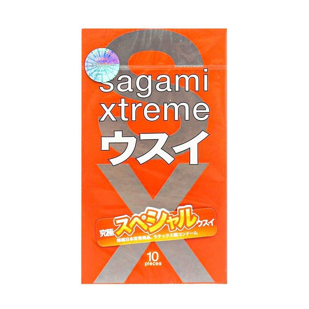Bao cao su Sagami Xtreme Love Me Gold Orange - Siêu mỏng, nhiều gel bôi trơn - Hộp 10 cái