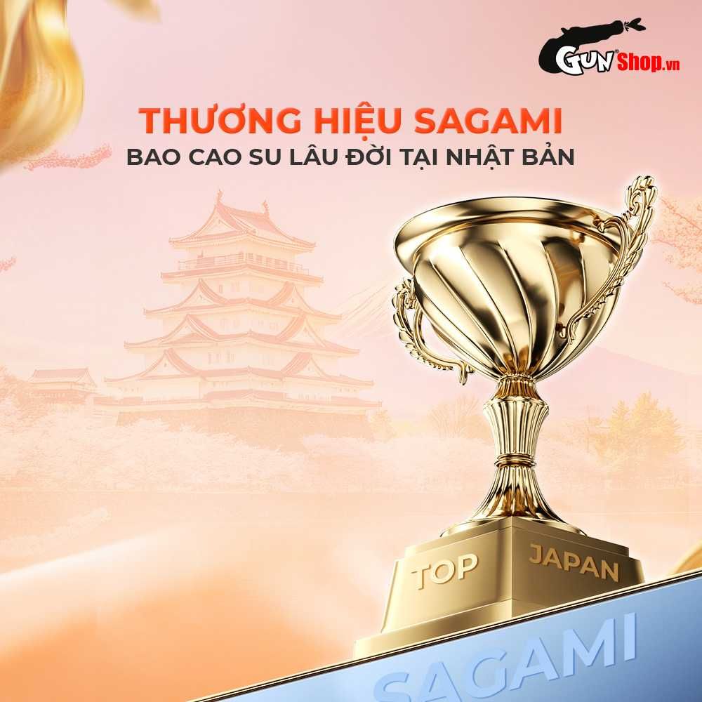 Bao cao su Sagami Xtreme Love Me Gold Orange - Siêu mỏng, nhiều gel bôi trơn - Hộp 10 cái