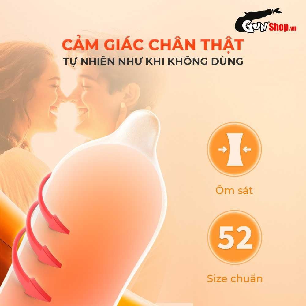 Bao cao su Sagami Xtreme Love Me Gold Orange - Siêu mỏng, nhiều gel bôi trơn - Hộp 10 cái