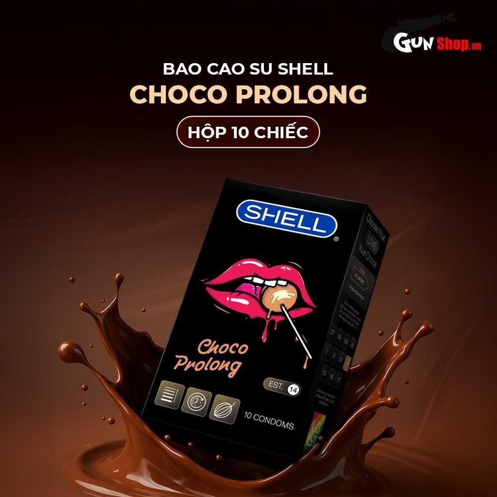 Bao cao su Shell Choco Prolong - Siêu mỏng, kéo dài thời gian, hương chocolate - Hộp 10 cái