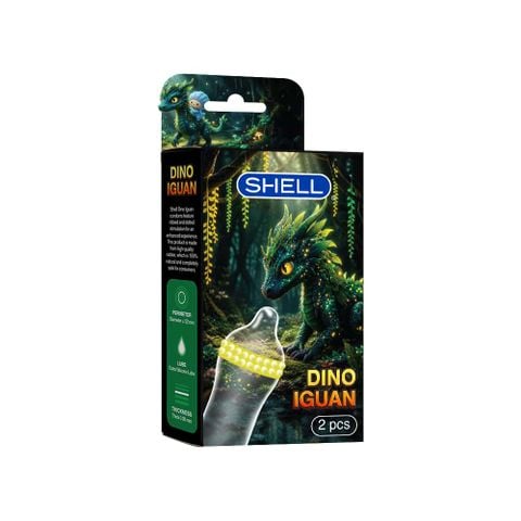 Bao cao su Shell Dino Iguan - Hộp 1 bao 2 vòng bi siêu lớn + 1 bao Shell Performax (Hộp 2 cái)