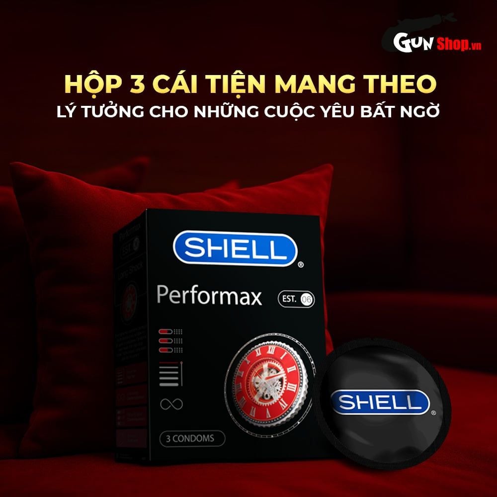 Bao cao su Shell Performax 6 in 1 - Kéo dài thời gian - Hộp 3 cái