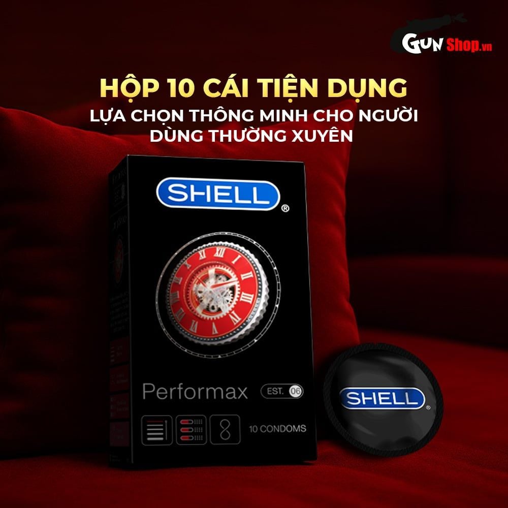 Bao cao su Shell Performax 6 in 1 - Kéo dài thời gian - Hộp 10 cái
