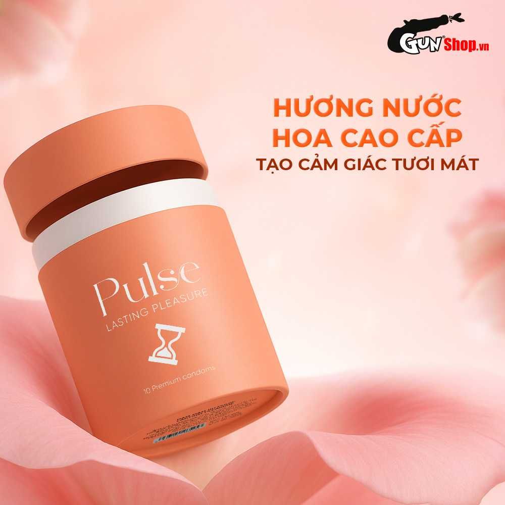 Bao cao su Shell Pulse Lasting Pleasure - Hương nước hoa cao cấp, kéo dài, gân nổi - Hộp 10 cái