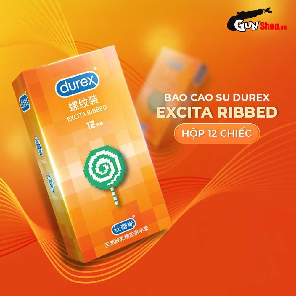 Bao cao su Durex Excita Ribbed - Gân nổi - Hộp 12 cái