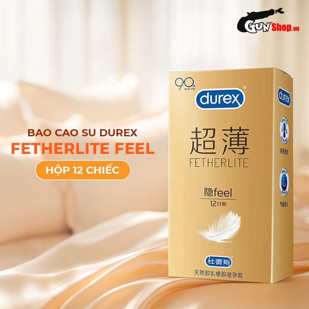 Bao cao su Durex Fetherlite Feel - Siêu mỏng, nhiều gel bôi trơn - Hộp 12 cái