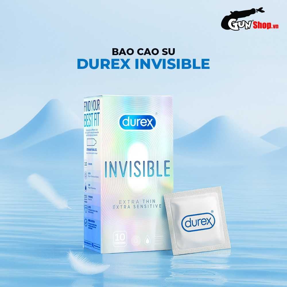 Bao cao su Durex Invisible - Siêu mỏng, mềm mịn - Hộp 10 cái